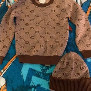 3t Boys Gucci Sweater & Matching hat  Brown & Tan